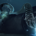 Bildet viser en undervanns "snake robot"